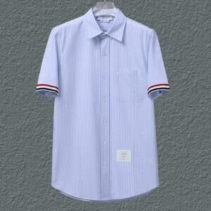 Men's Blue Short Sleeve Shirt Thom Browne